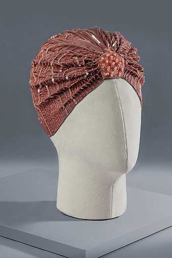 Buy Pink Sequins, Beads And Embellished Turban by Hair Drama  display picture 1