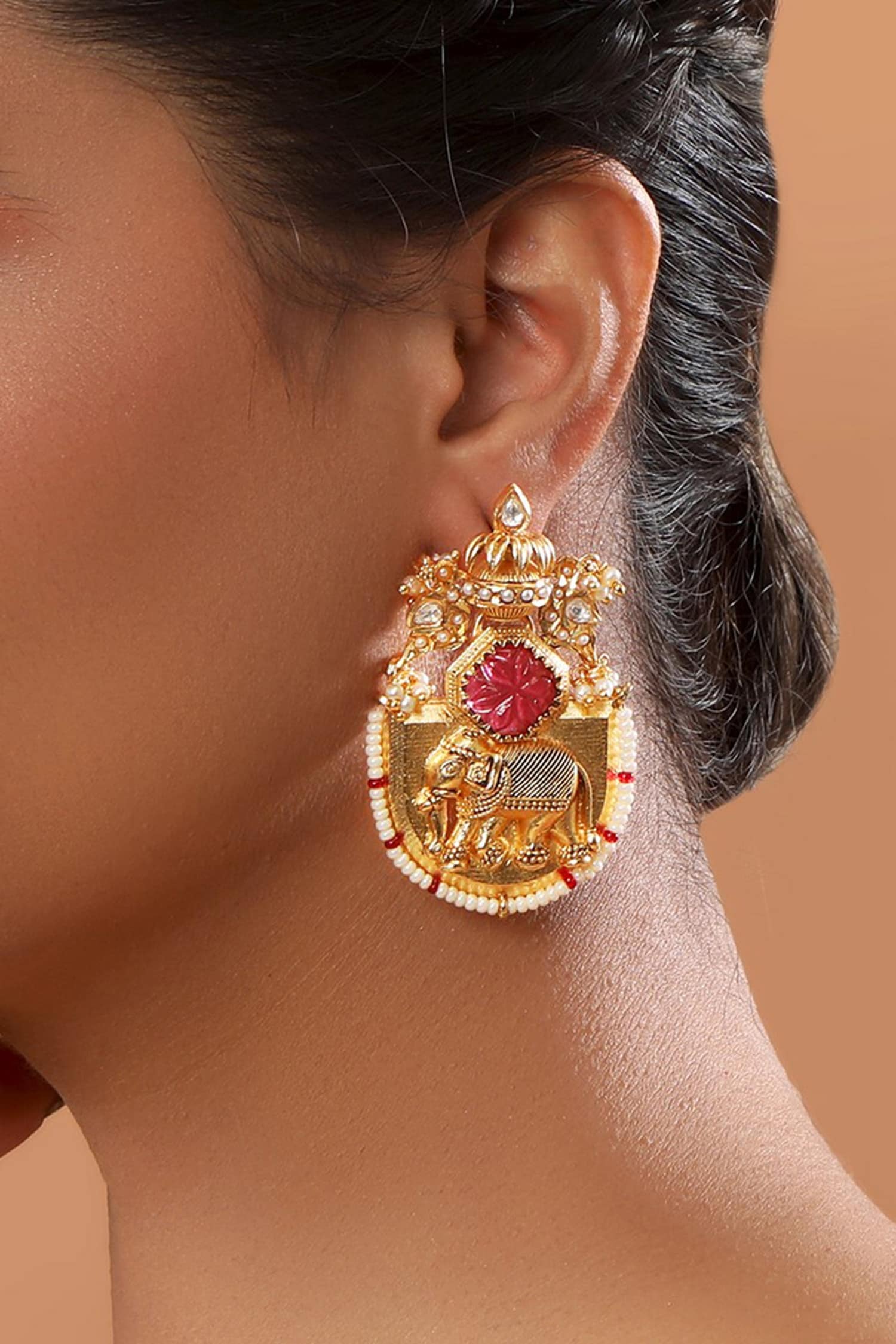 DESIGNER GOLD PLATED EARRINGS UTV532 – Urshi Collections