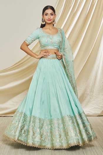 Pre Order:Graceful Sequins And Embroidered Top With Frilly Hem Lehenga main image 0