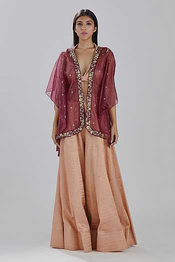 Regal Red Banarasi Brocade Sharara Set with Gold Zari main image 1