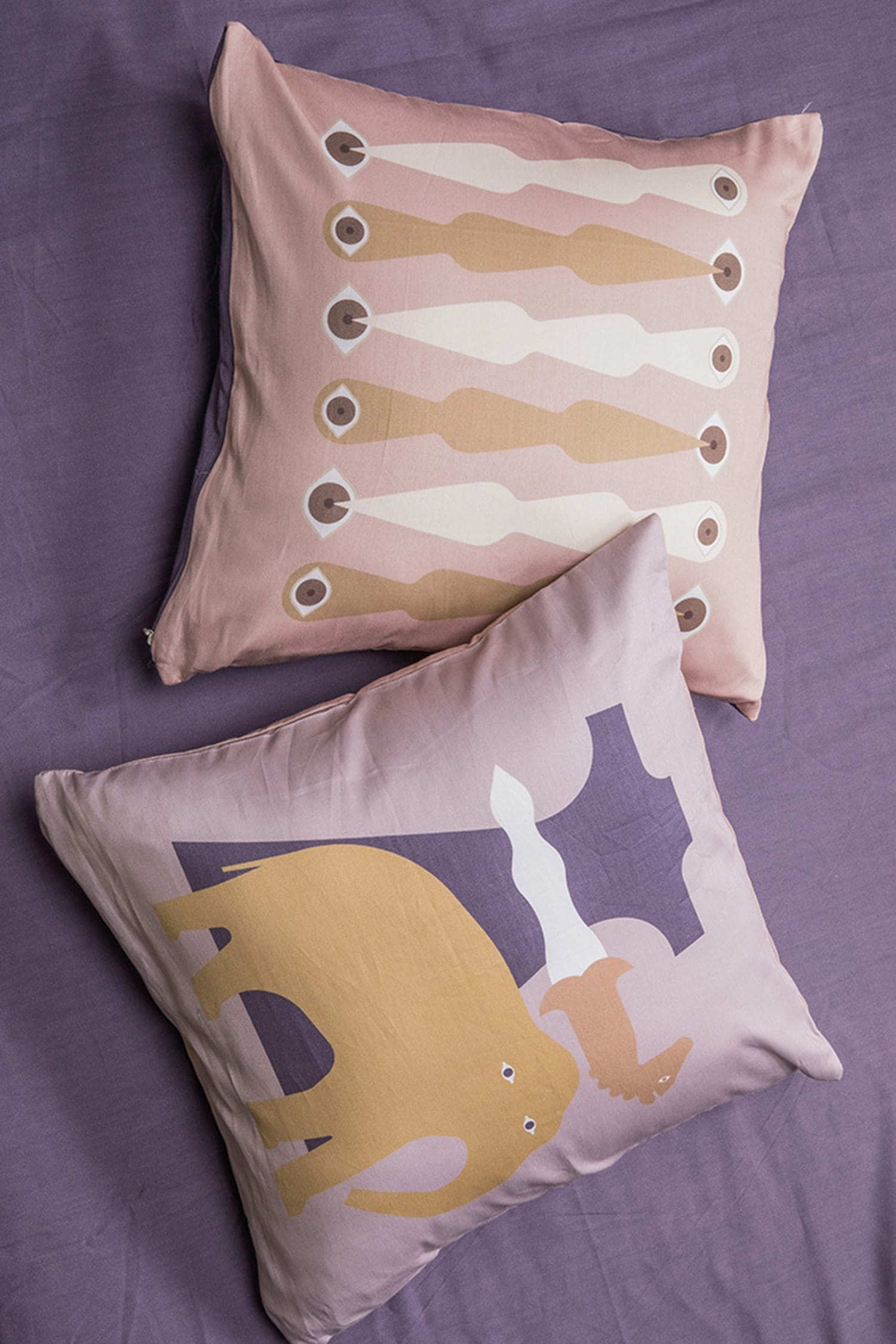 Kyoona The Basharat Animal And Eye Print Cushion Covers - Set Of 2