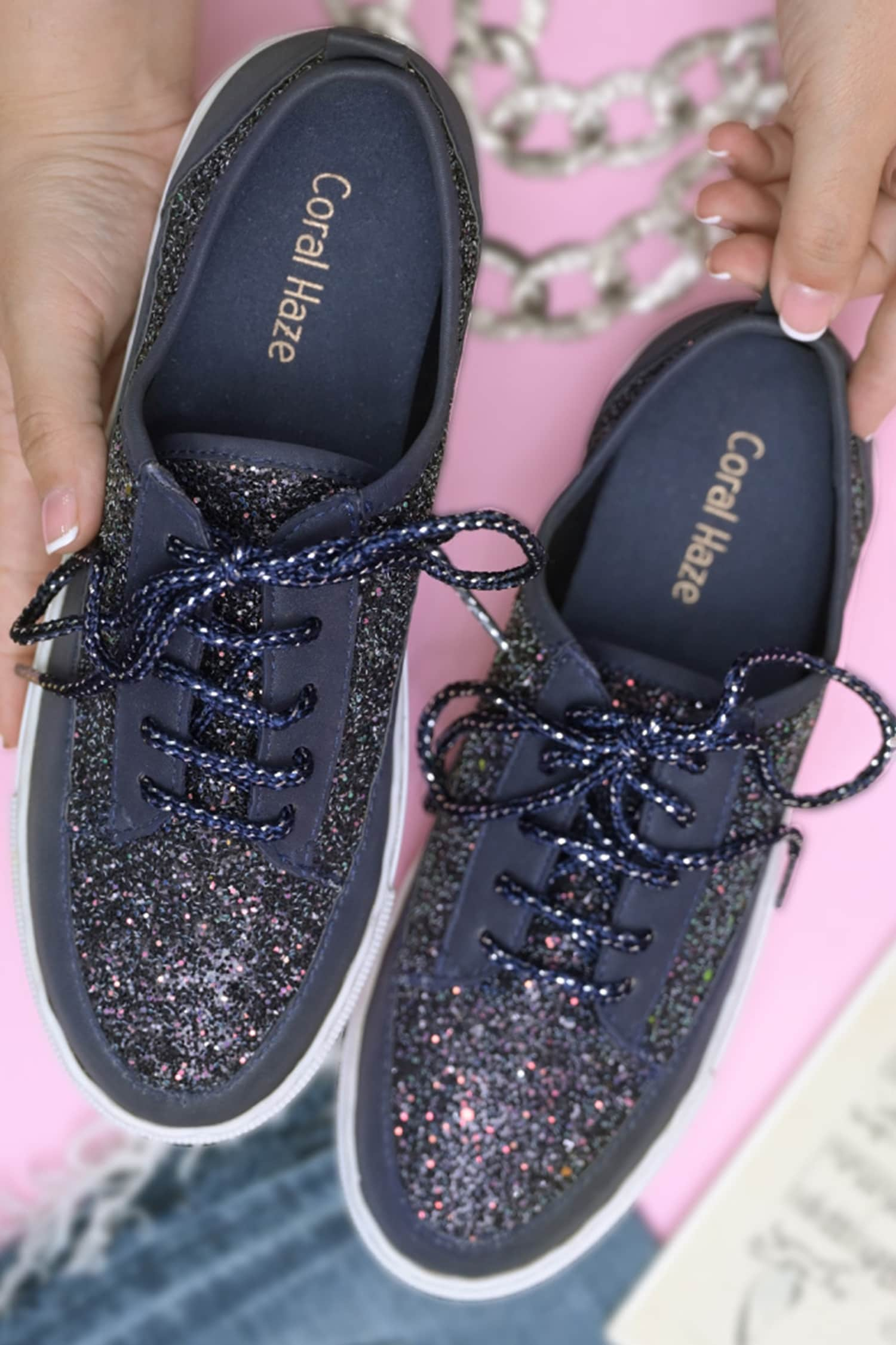 Glitter Sneakers  Blue – Hello Gorgeous Boutique by Alyssa