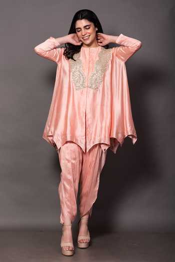 Semi Stitched Chanderi Zariwoven Short Tunic main image 0