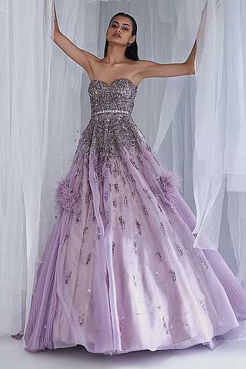 Purple Embroidered Toucan Tropical Gingham Gown main image 1