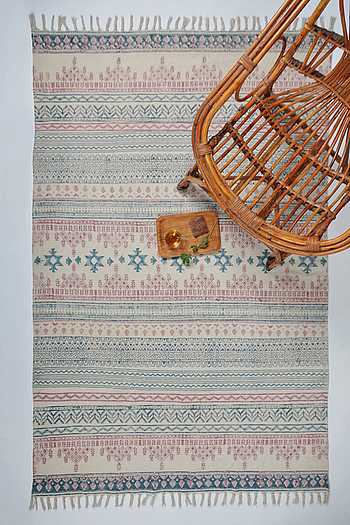Buy ORNA Cotton Hand Block Printed Rectangle Shaped Rug Online | Aza ...