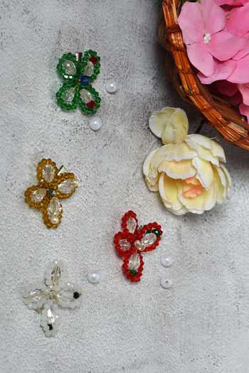 CHOKO Set of 2 Golden Glow Butterfly Duo Clips - Gold, White