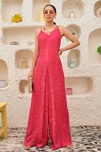 Fuchsia Sleeveless Cropped Jumpsuit main image 1