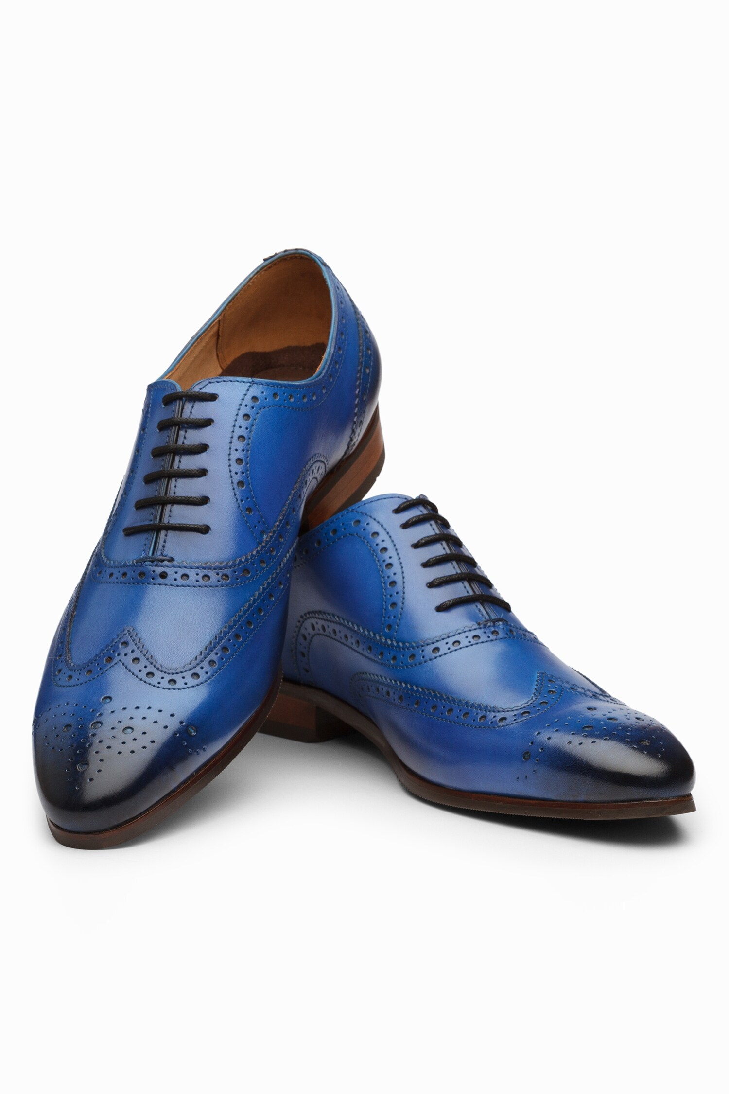 Buy Blue Wingtip Brogue Oxford Shoes For Men by dapper Shoes Online at ...