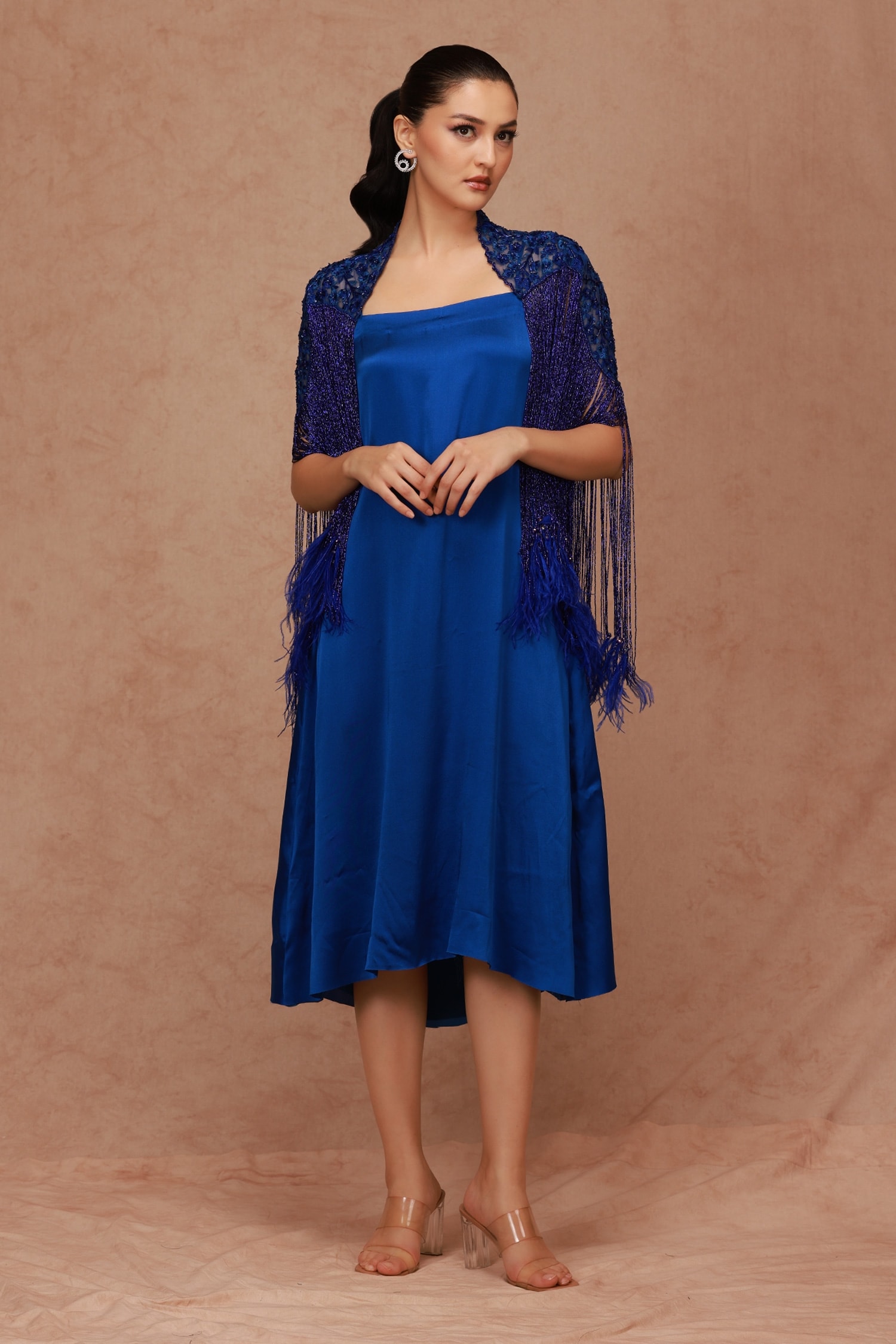 Buy Blue Silk Satin Plain Slip Dress For Women by Shriya Som Online at