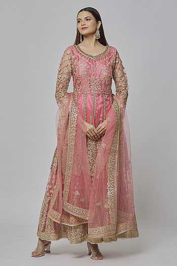 Flower Vine Cluster Embroidered Anarkali Set 