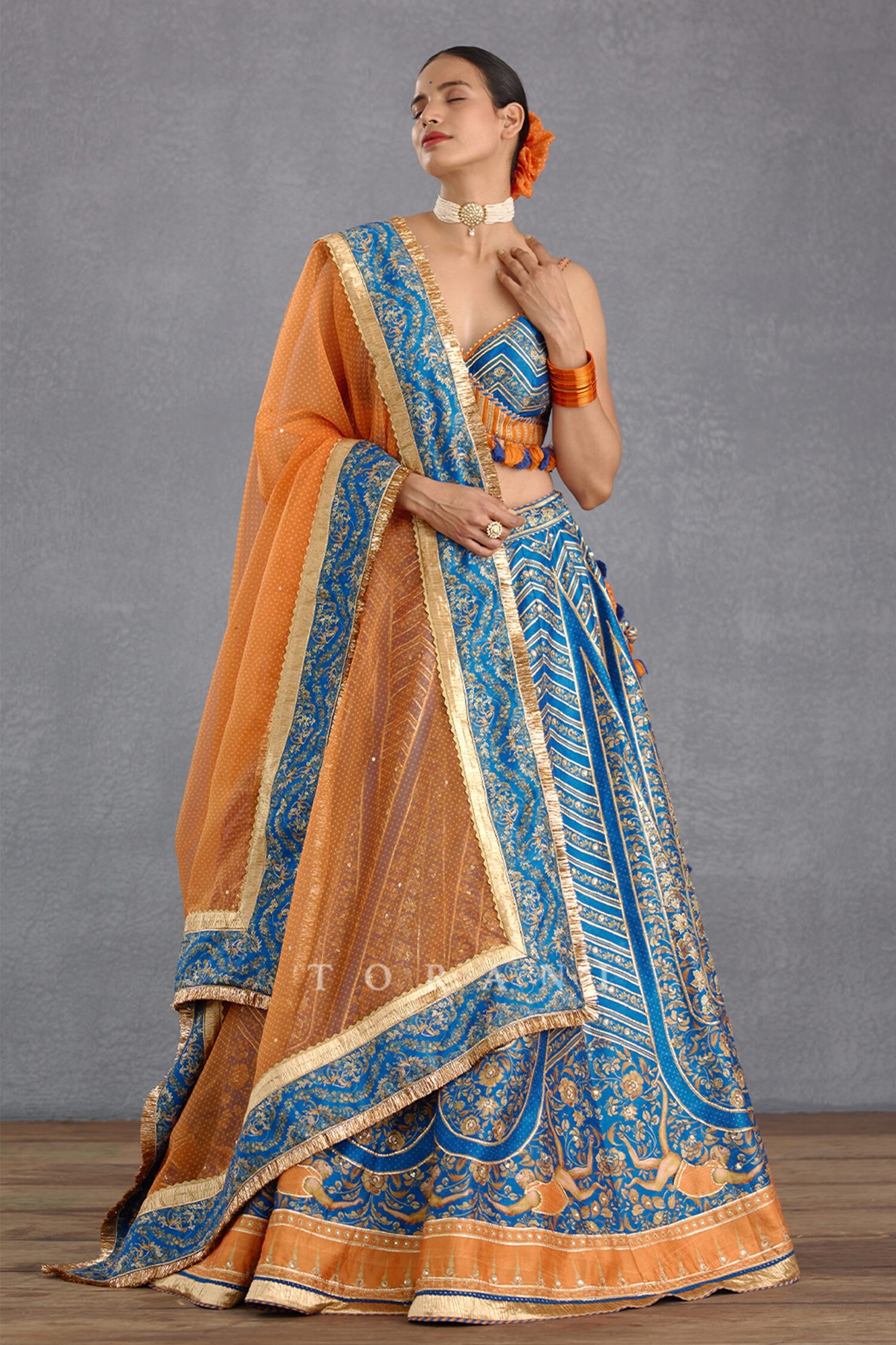 Wedding Lehengas - Buy Pink And Blue Multi Embroidery Silk Lehenga Choli At  Hatkay
