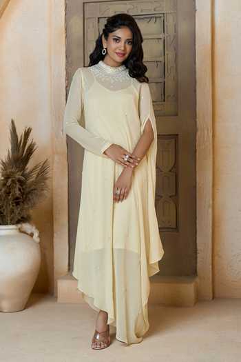 Chamakeen Ariyana Green Asymmetrical Tunic Set