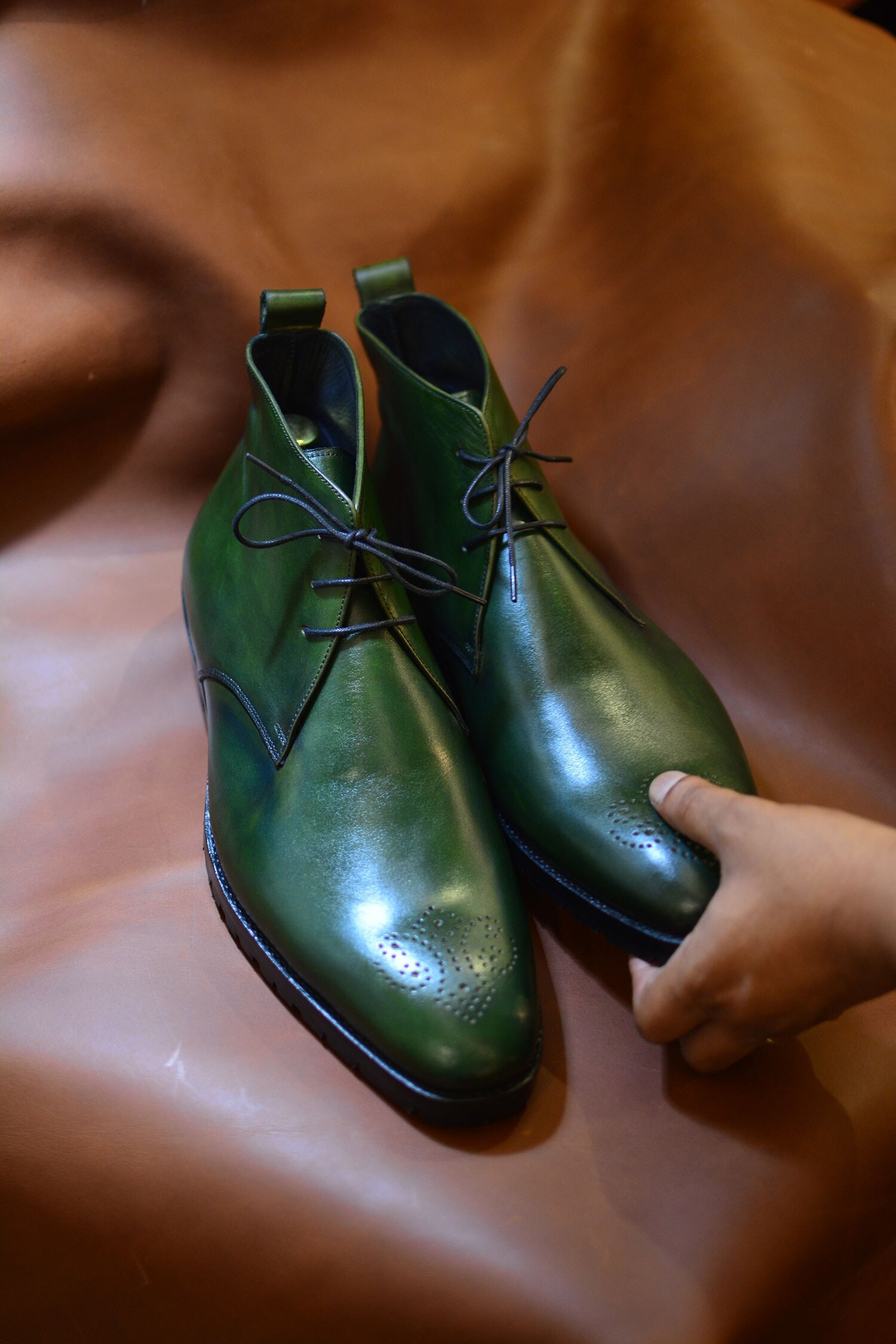 mens green dress boots