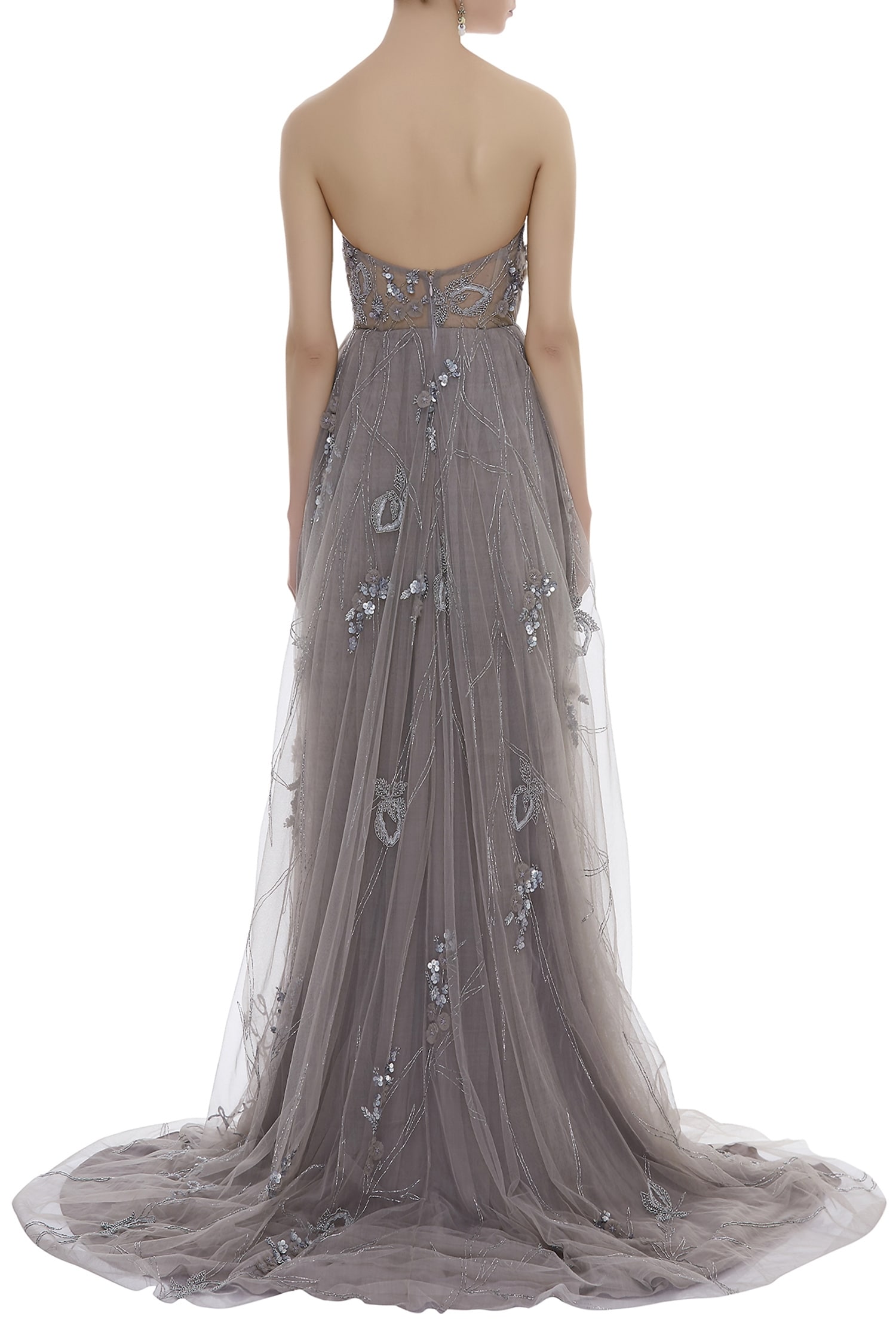 Buy Karleo Grey Embellished Bandeau Gown Online Aza Fashions