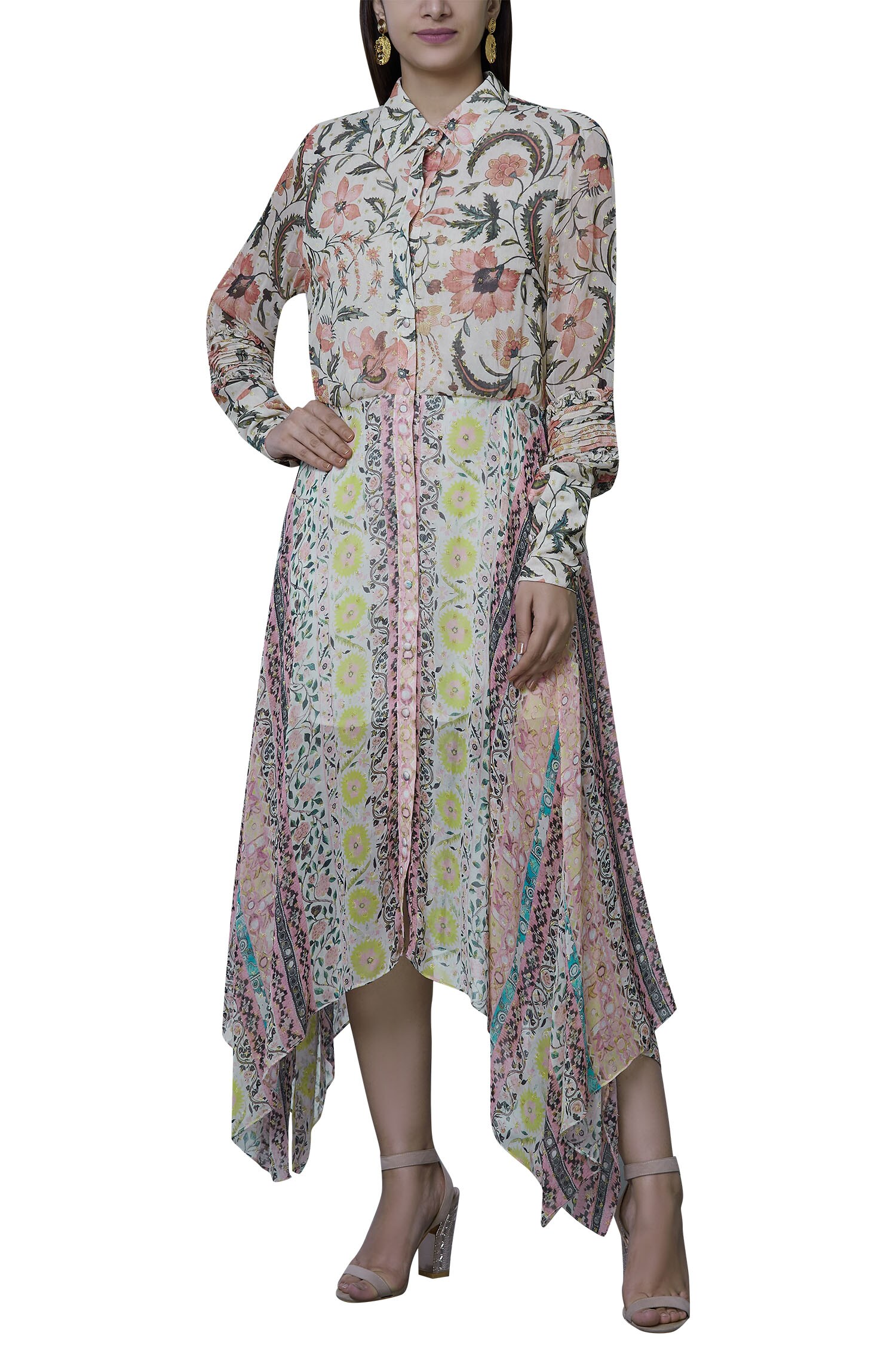 Buy Hemant and Nandita White Printed Midi Dress Online | Aza Fashions