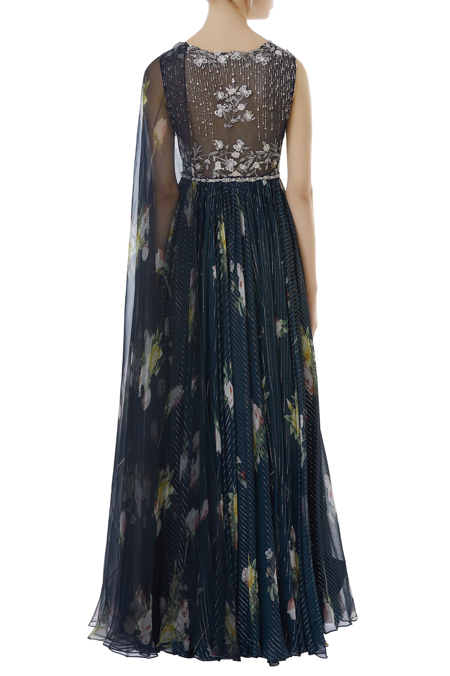 Buy Mahima Mahajan Blue Organza Printed Anarkali Gown Online Aza Fashions