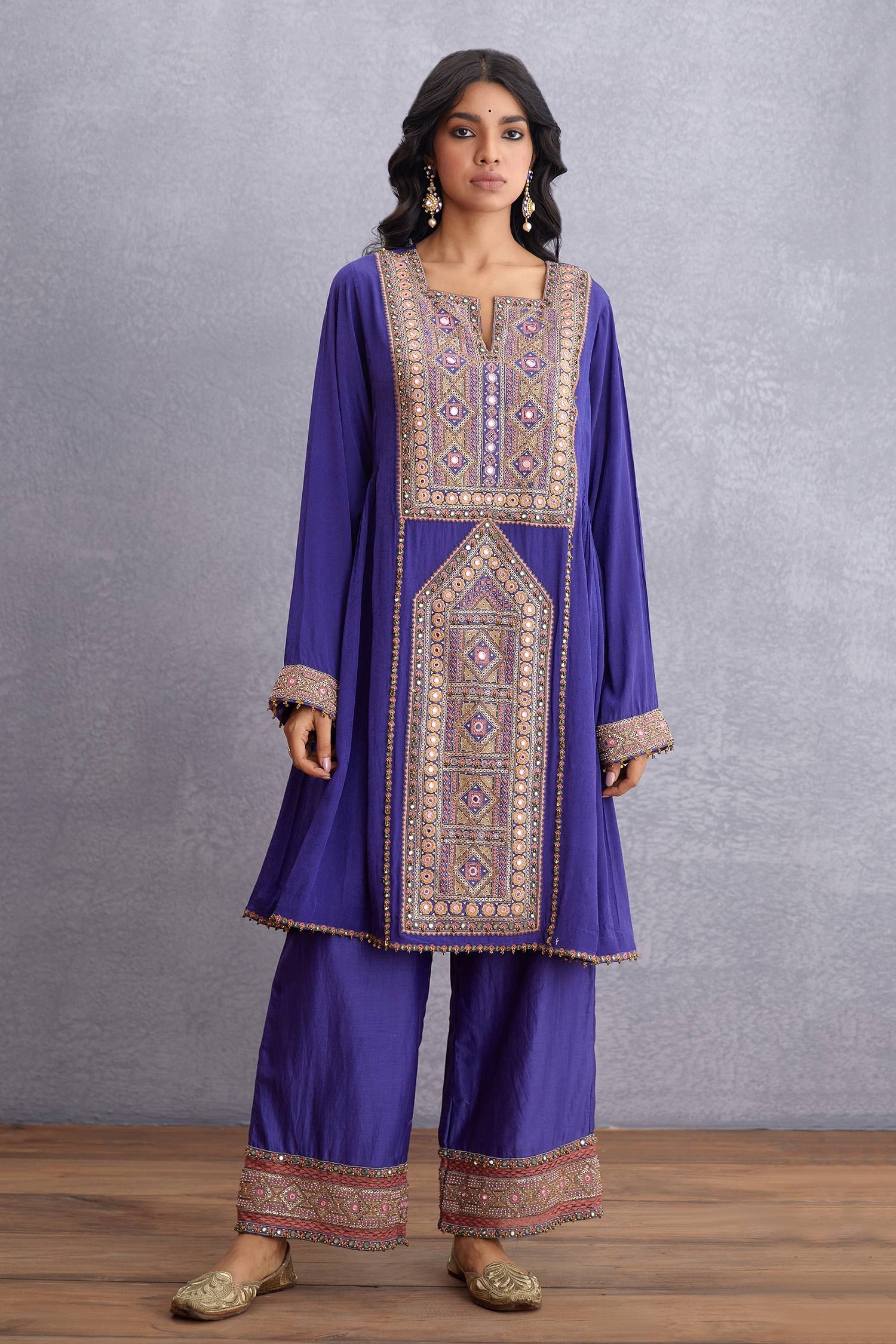 Buy Torani Purple Original Silk Crepe Jamuni Ruhiya Kurta And Pant Set
