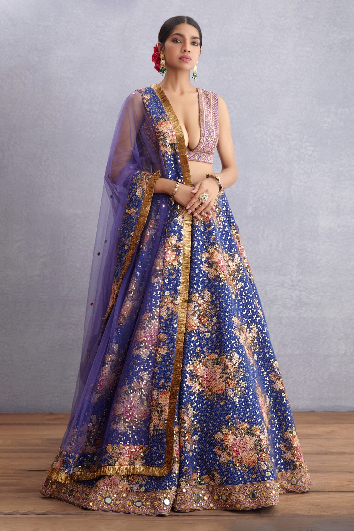 Purple Multi-Tiered Lehenga Set | Seema Gujral – KYNAH