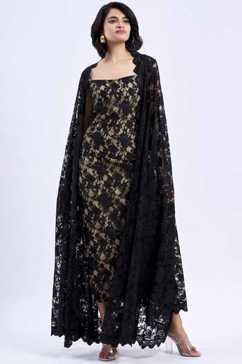 Dhaga Women Pret Embroidered 2 Piece lace net Zehra Cape Set SS25DSE130 - Summer Collection main image 1