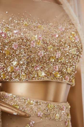 Buy Aarti Mahtani Beige Embellished Lehenga Set Online | Aza Fashions