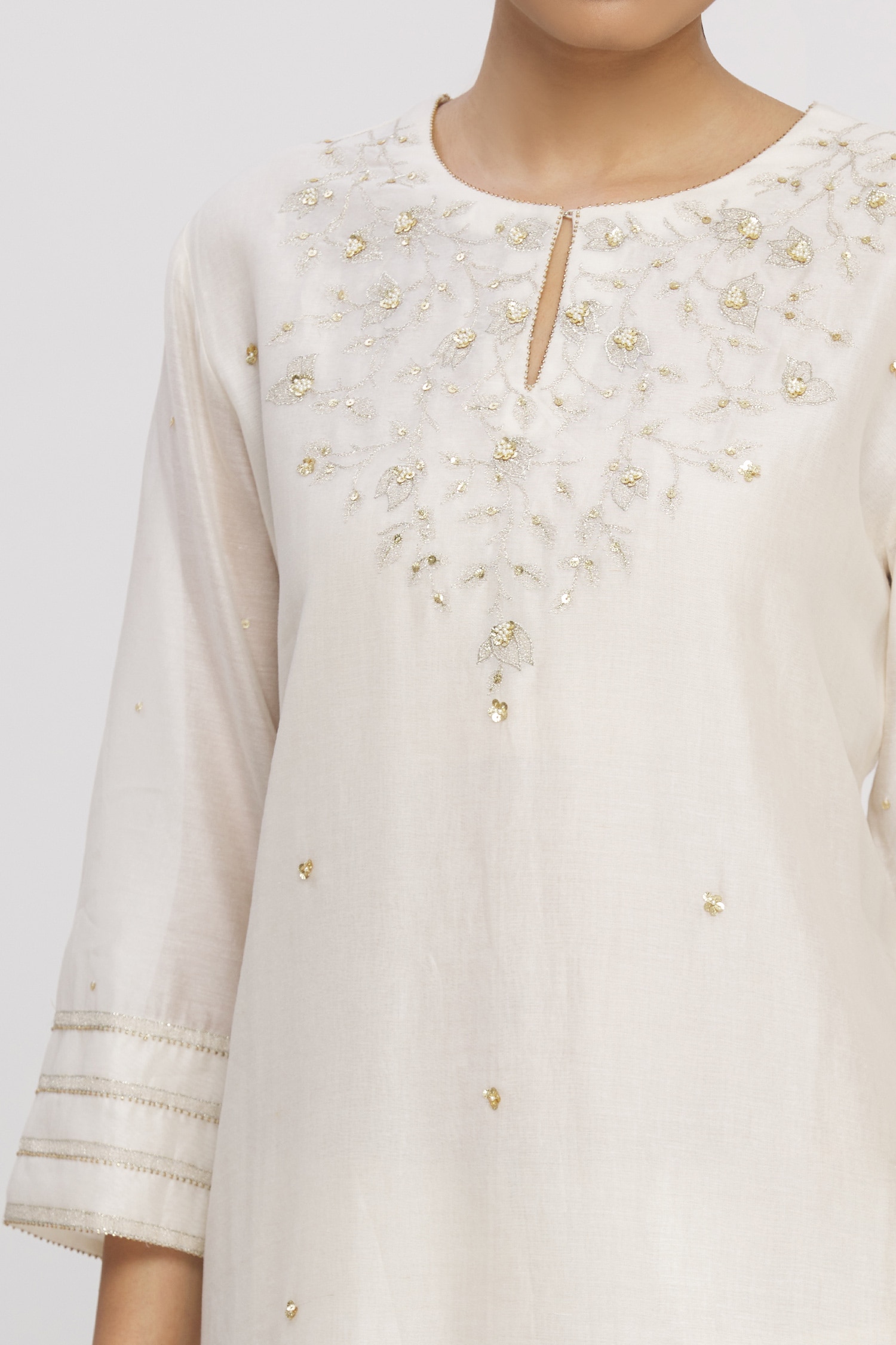 Buy One Not Two White Embroidered Tunic Online | Aza Fashions