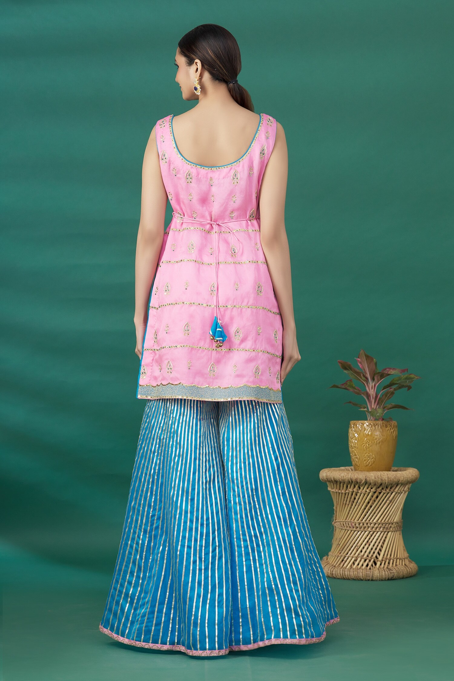 Buy Pratibha Sultania Pink Embroidered Kurta Palazzo Set Online Aza