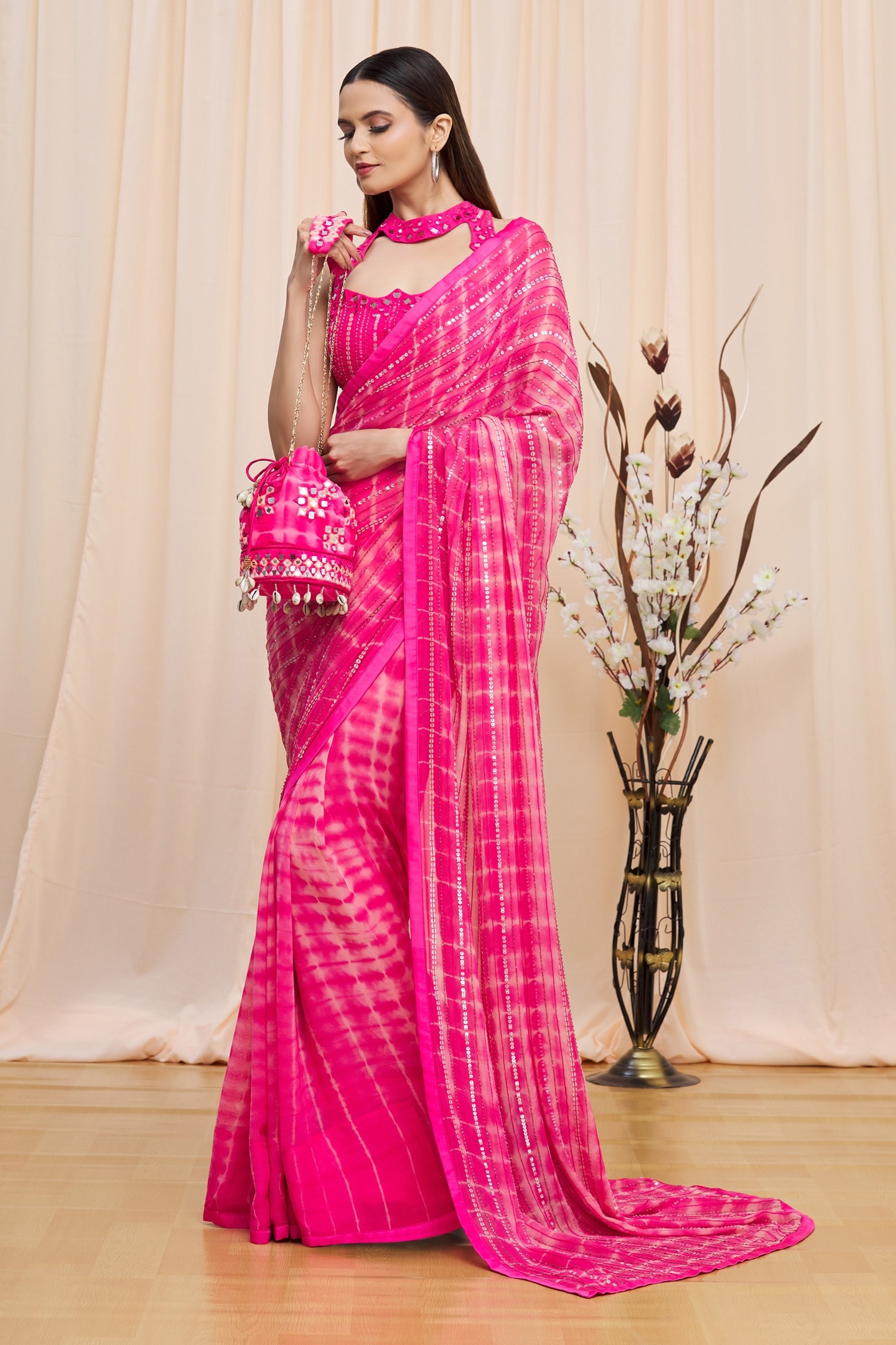 Buy Suta Purple Tie-Dye Saree Without Blouse for Women Online @ Tata CLiQ