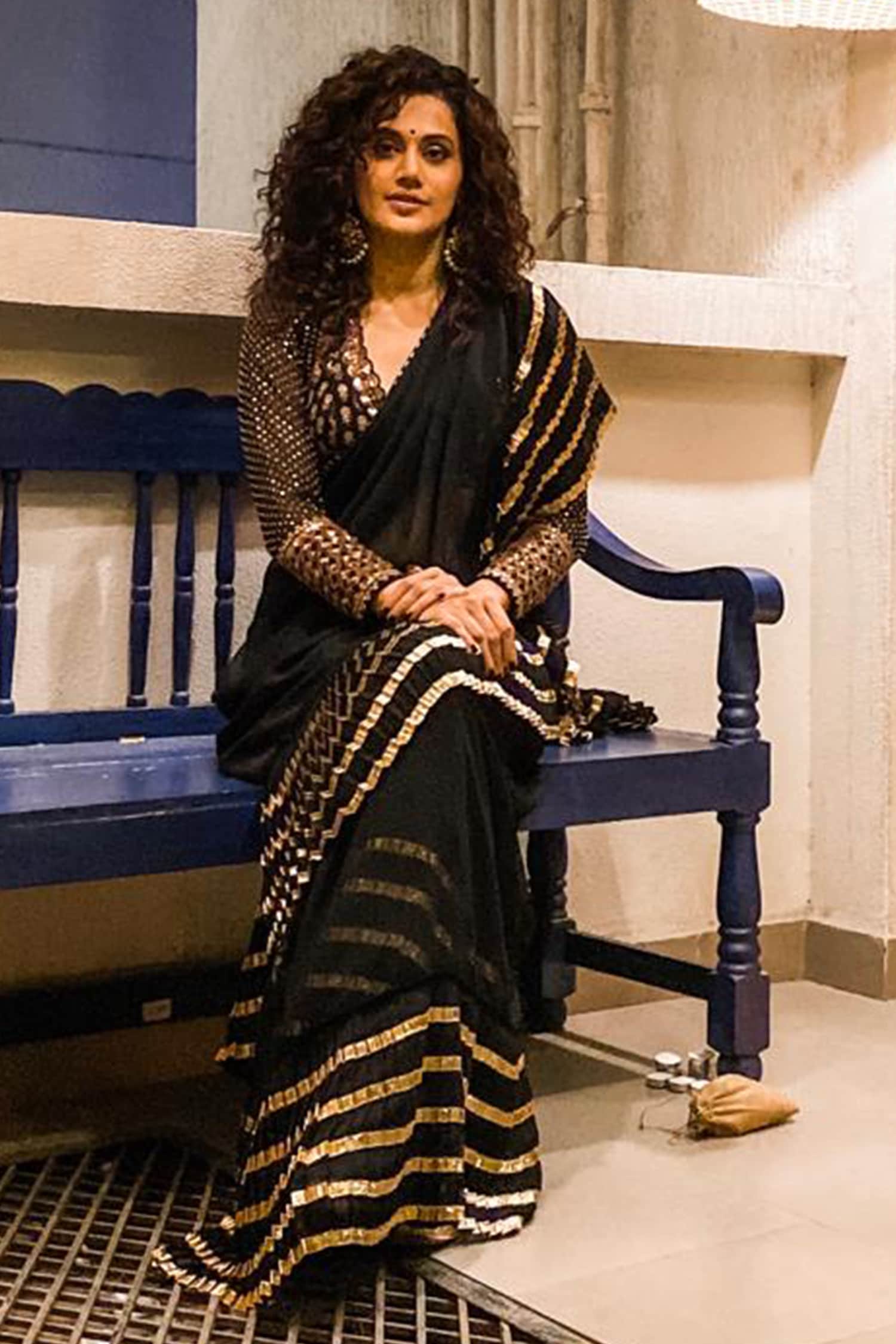 Beautiful Black Saree With Golden Blouse for the Perfect Combination
