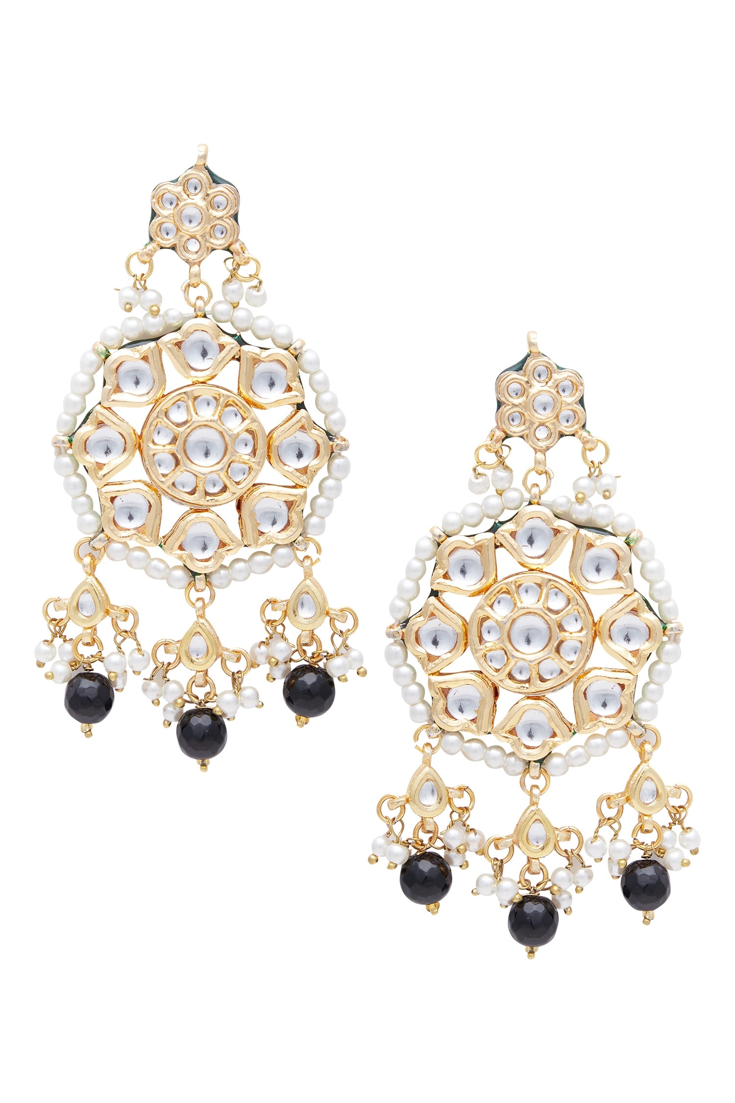 Buy Gold Plated Pearl Drop Kundan Earrings by Just Shradha's Online at ...