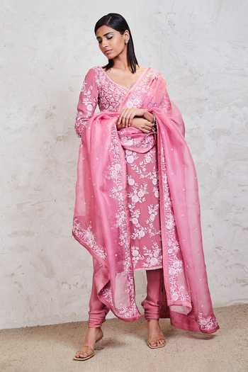 Floral Embroidered Kurta With Churidar main image 0