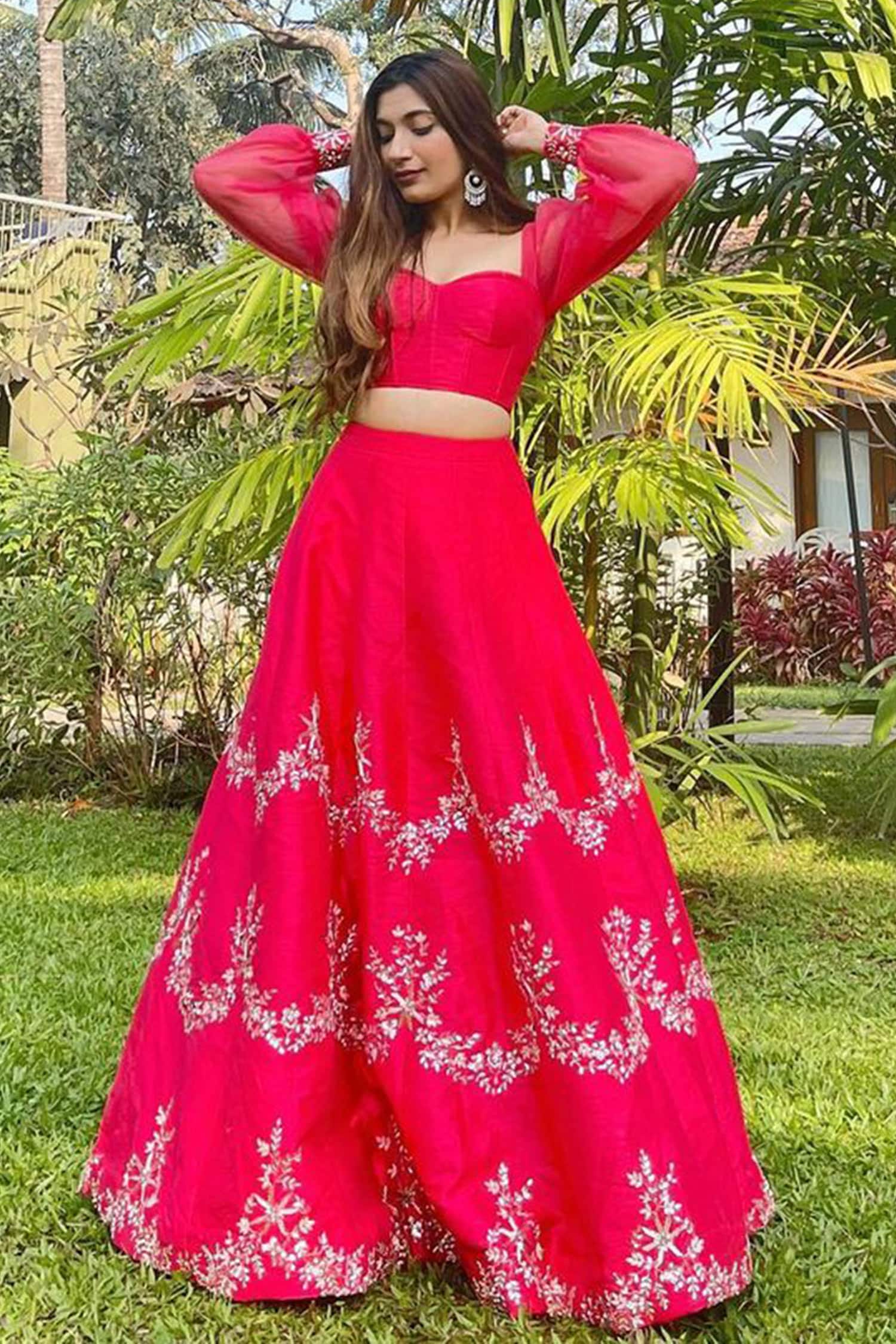 Buy Pink Corset Raw Silk Embroidered Thread Floral With Ombre Lehenga For  Women by Khwaab by Sanjana Lakhani Online at Aza Fashions.