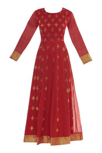Women's Chanderi SIlk Embroidared Anarkali Kurta Pant With Dupatta main image 1