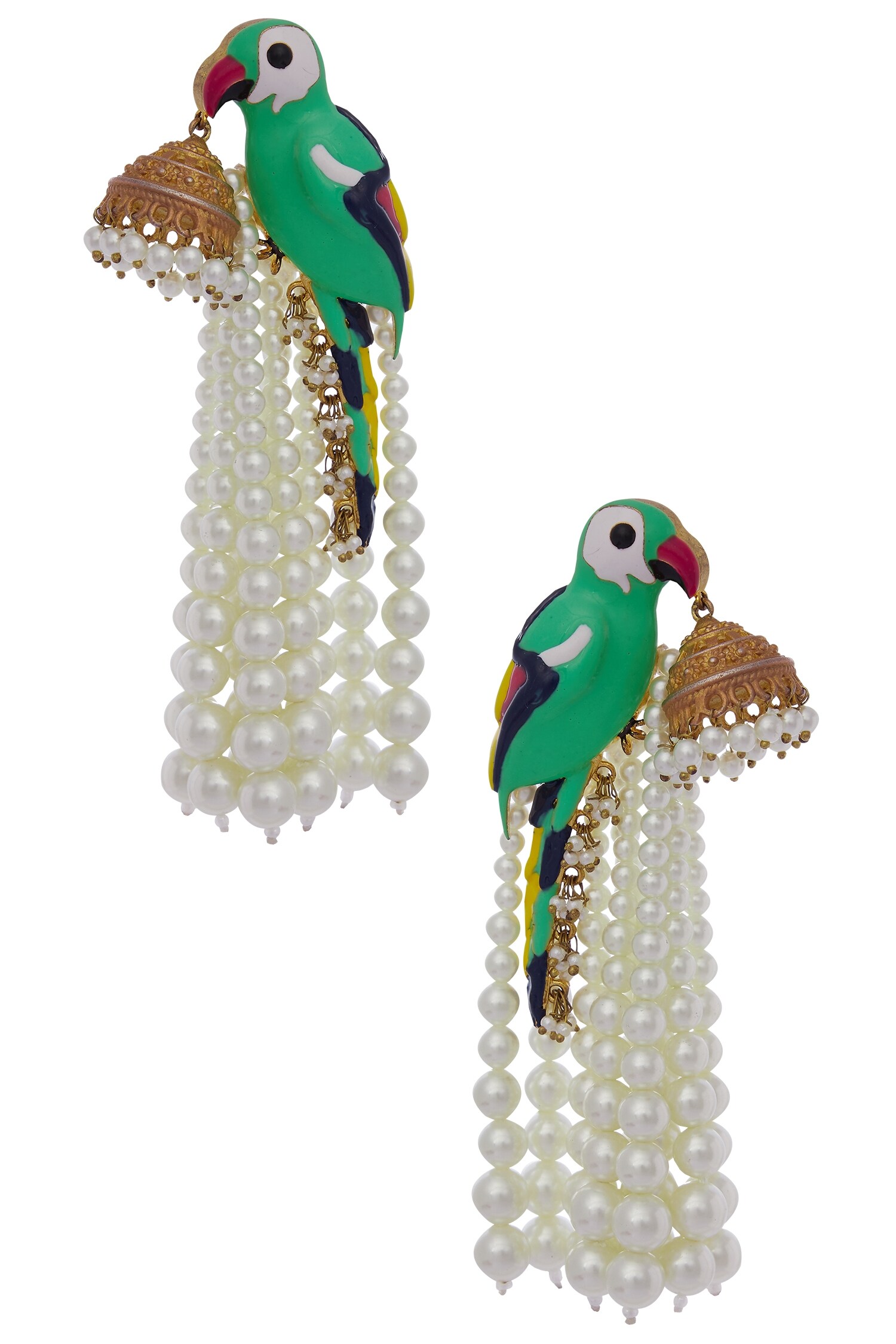 Buy Green Beads Parrot Earrings by Kripaa Pranay Online at Aza Fashions.