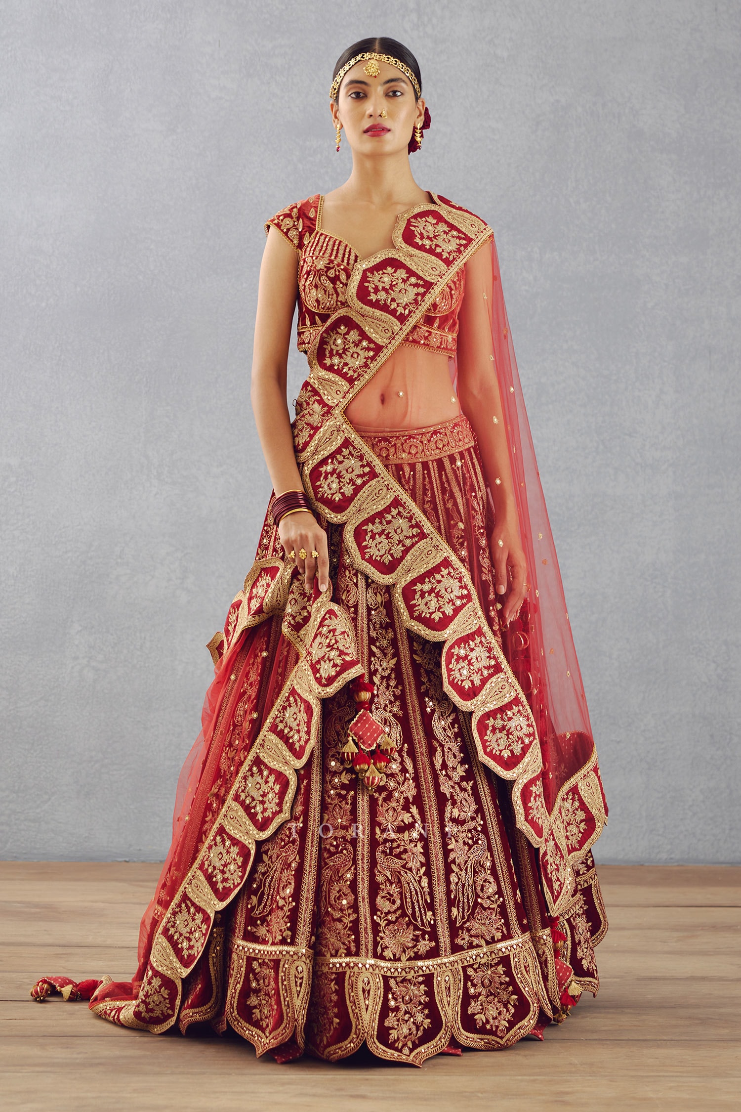 Bright Red Zardosi Embroidered Lehenga Set Design by SURBHI SHAH at  Pernia's Pop Up Shop 2023
