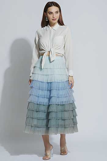 TIERED RUFFLE MIDI SKIRT