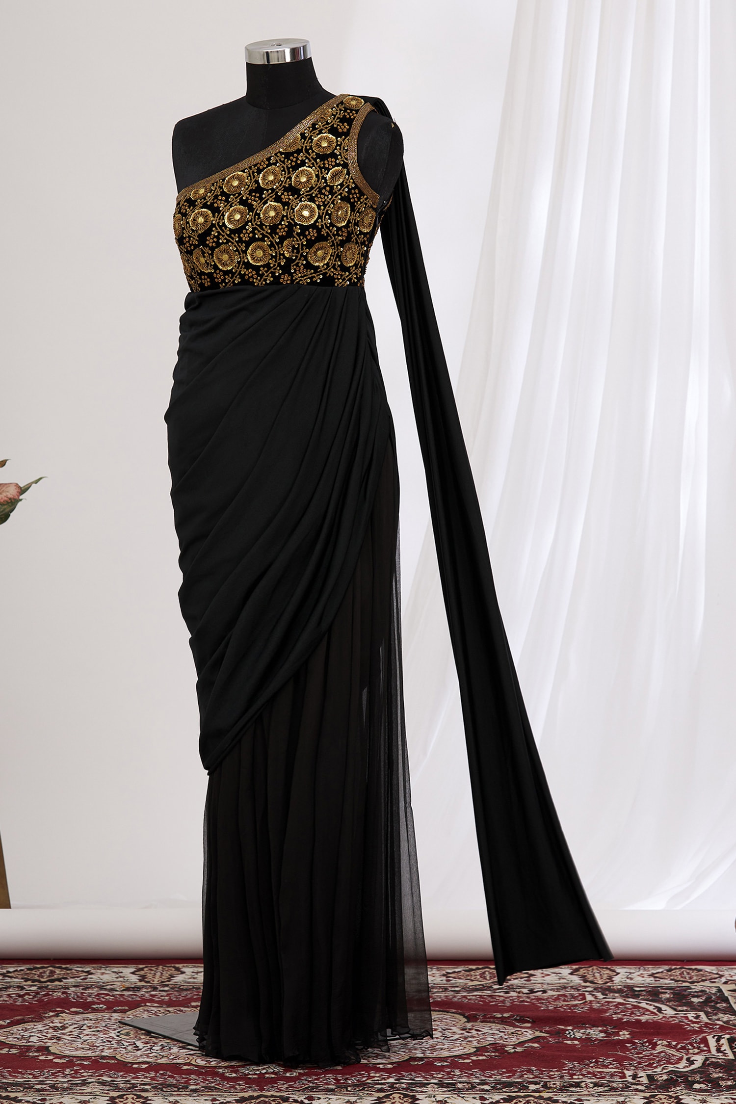 black gown saree