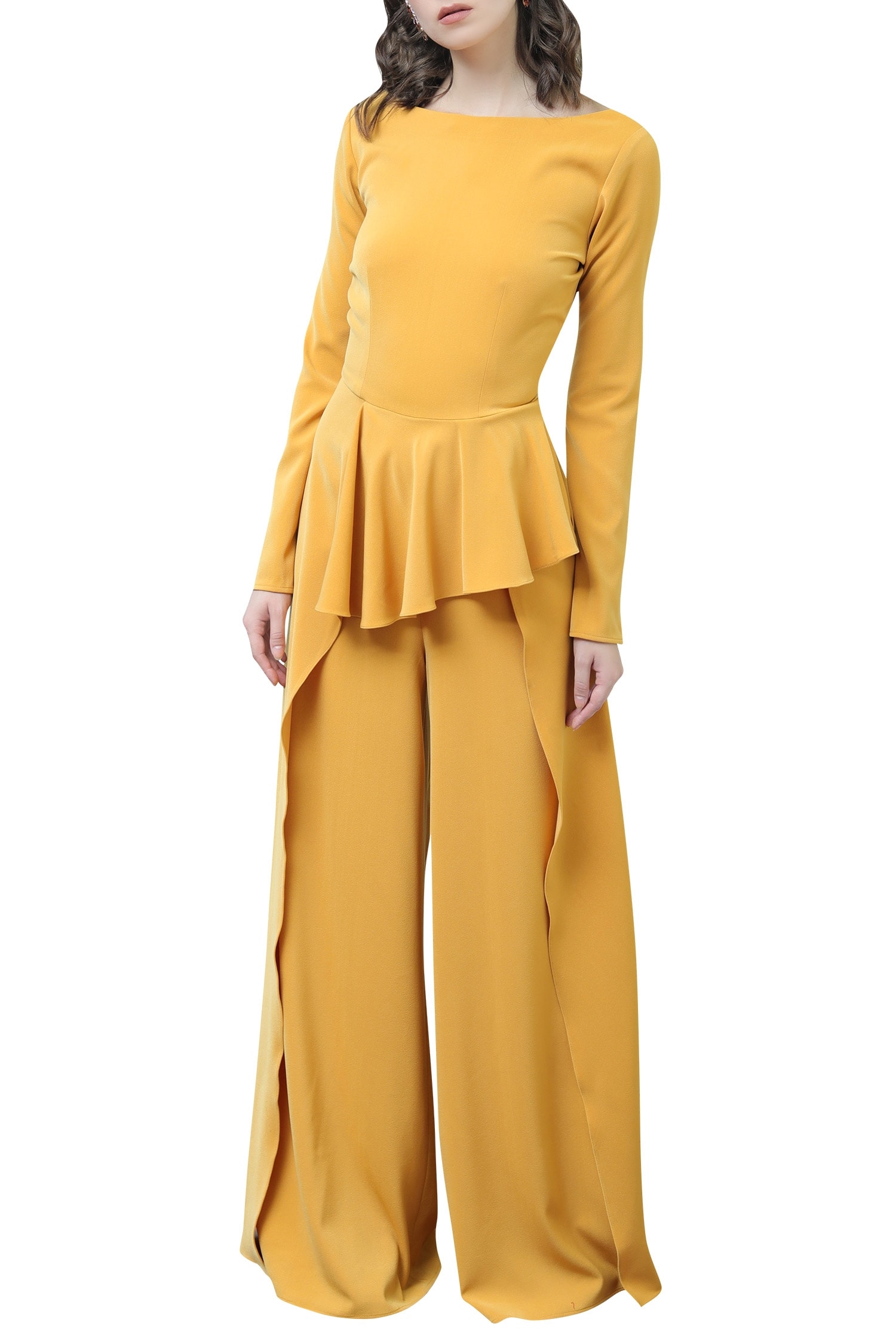 Buy Swatee Singh Yellow Peplum Jumpsuit Online | Aza Fashions