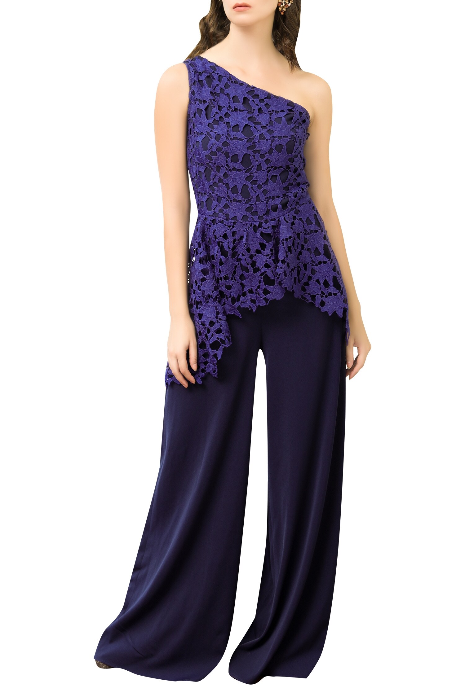 One shoulder cheap lace jumpsuit