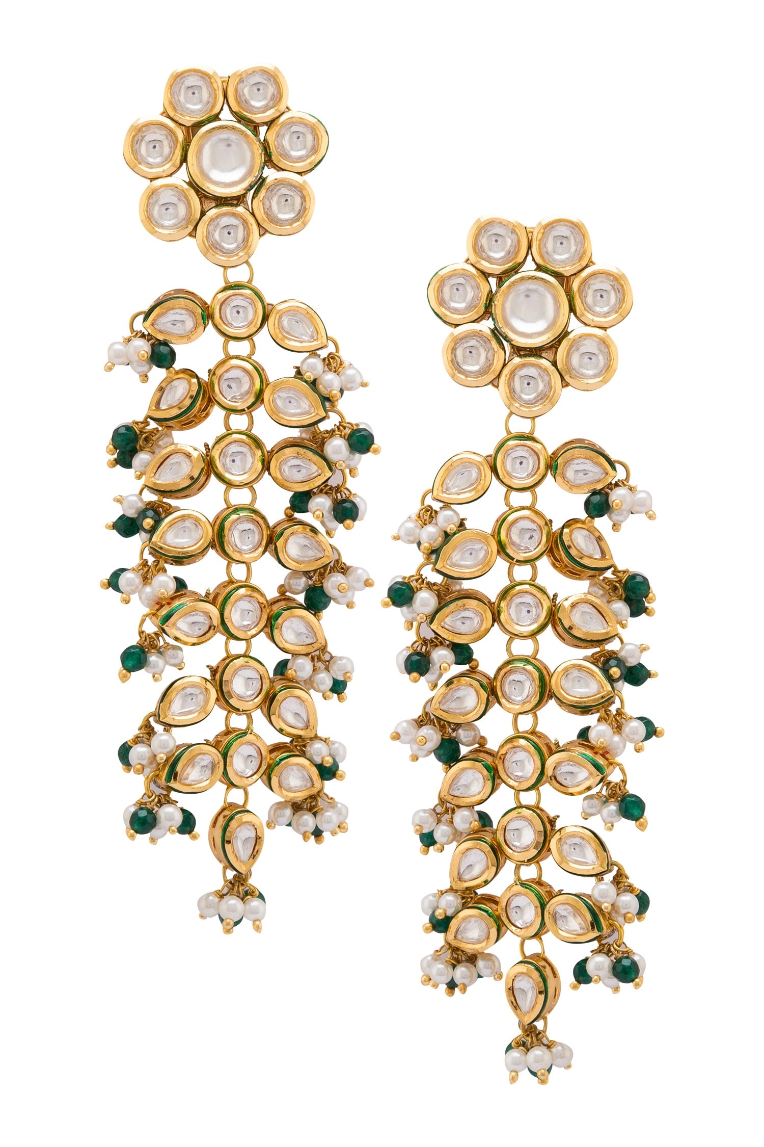 Buy Gold Plated Kundan Drop Earrings by Prerto Online at Aza Fashions.