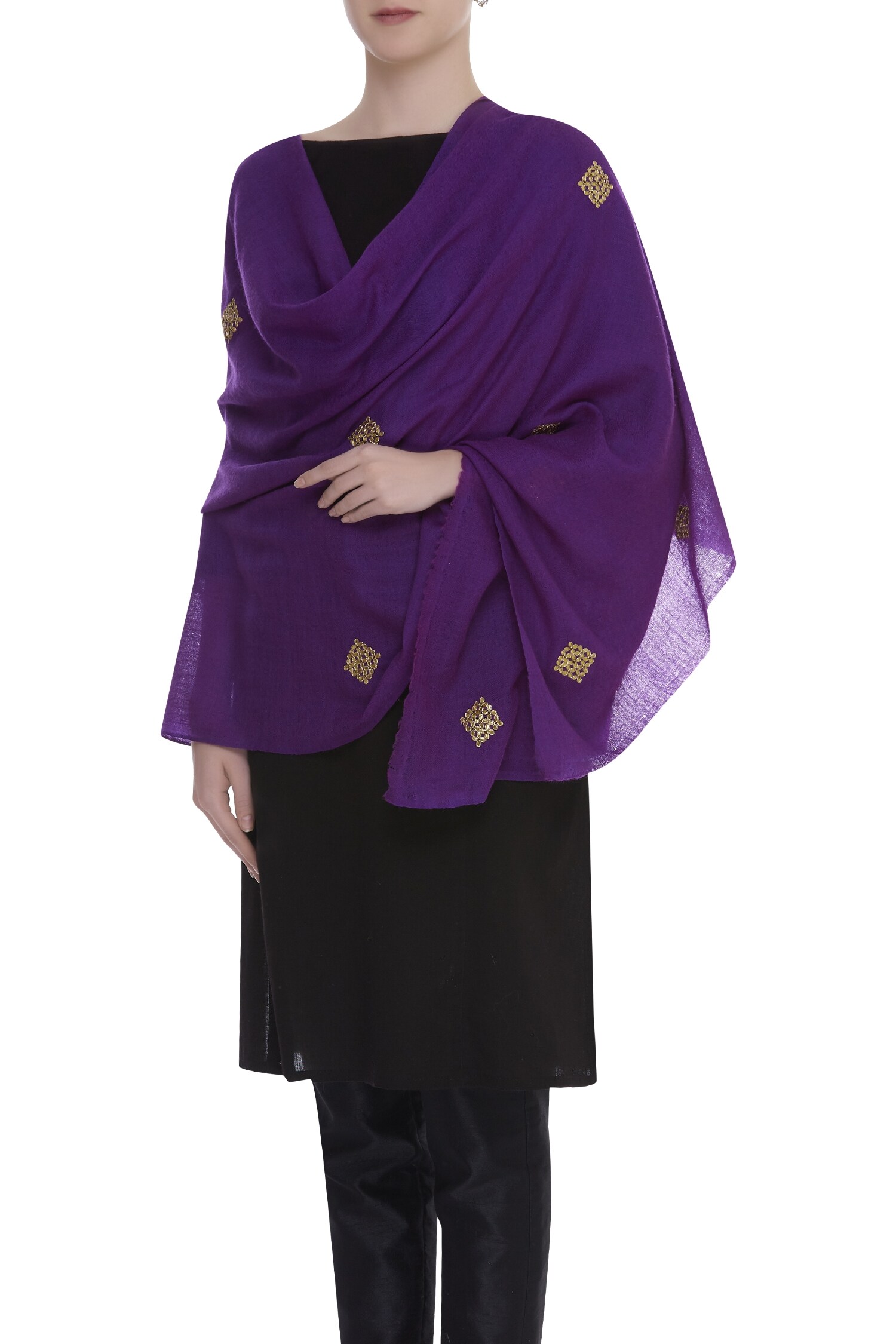 gota patti velvet shawl