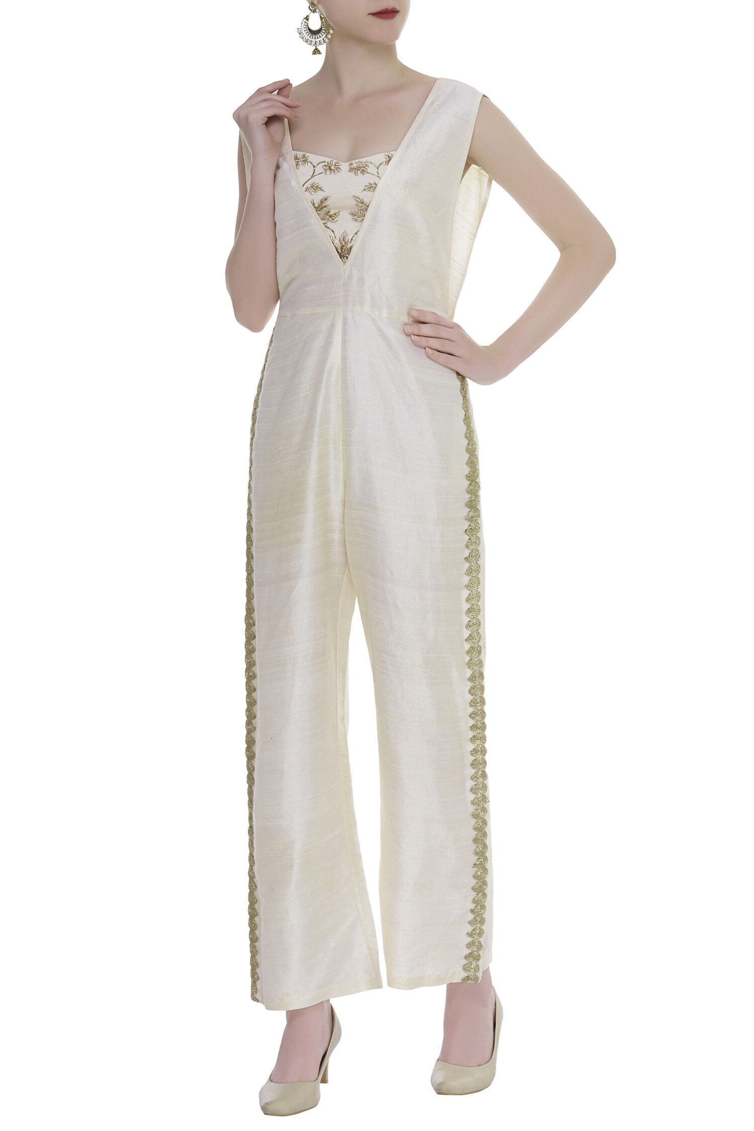 embellished white jumpsuit