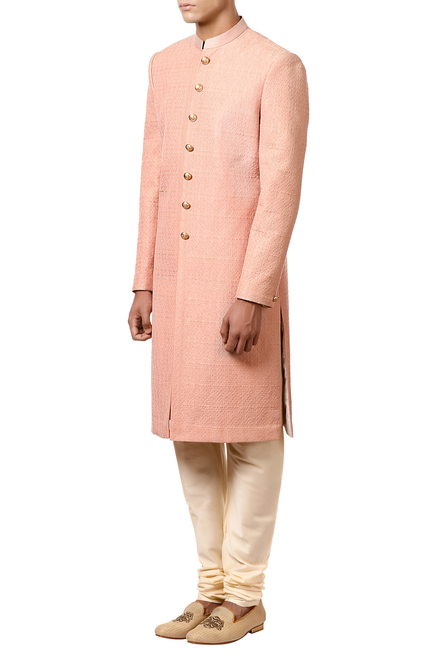 Buy Sherwani Kurta With Stylish Buttons By Rohit Gandhi Rahul Khanna Men At Aza Fashions rohit gandhi rahul khanna men