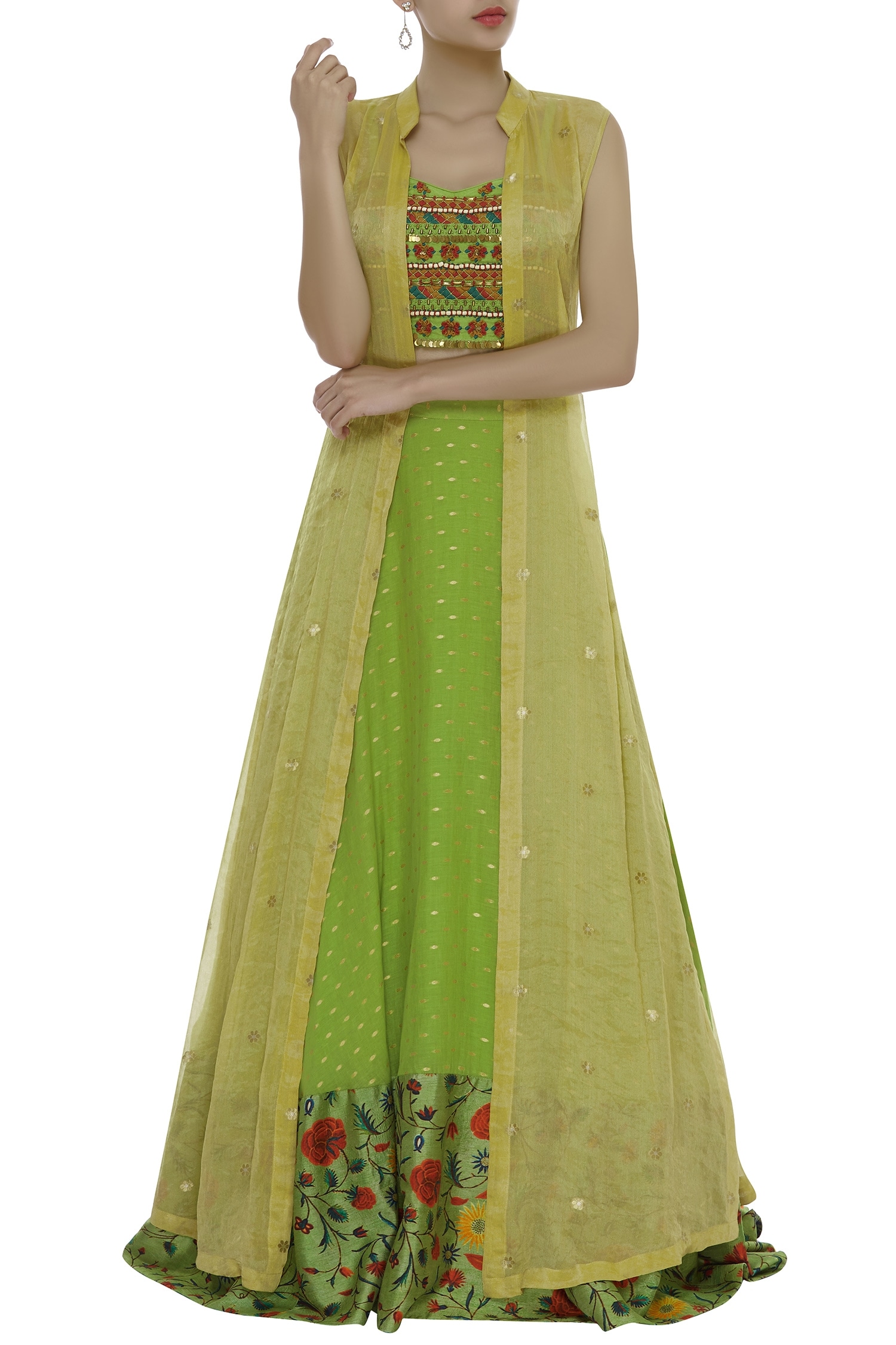 Buy Embroidered Jacket & Lehenga Set by Label Anushree at Aza Fashions