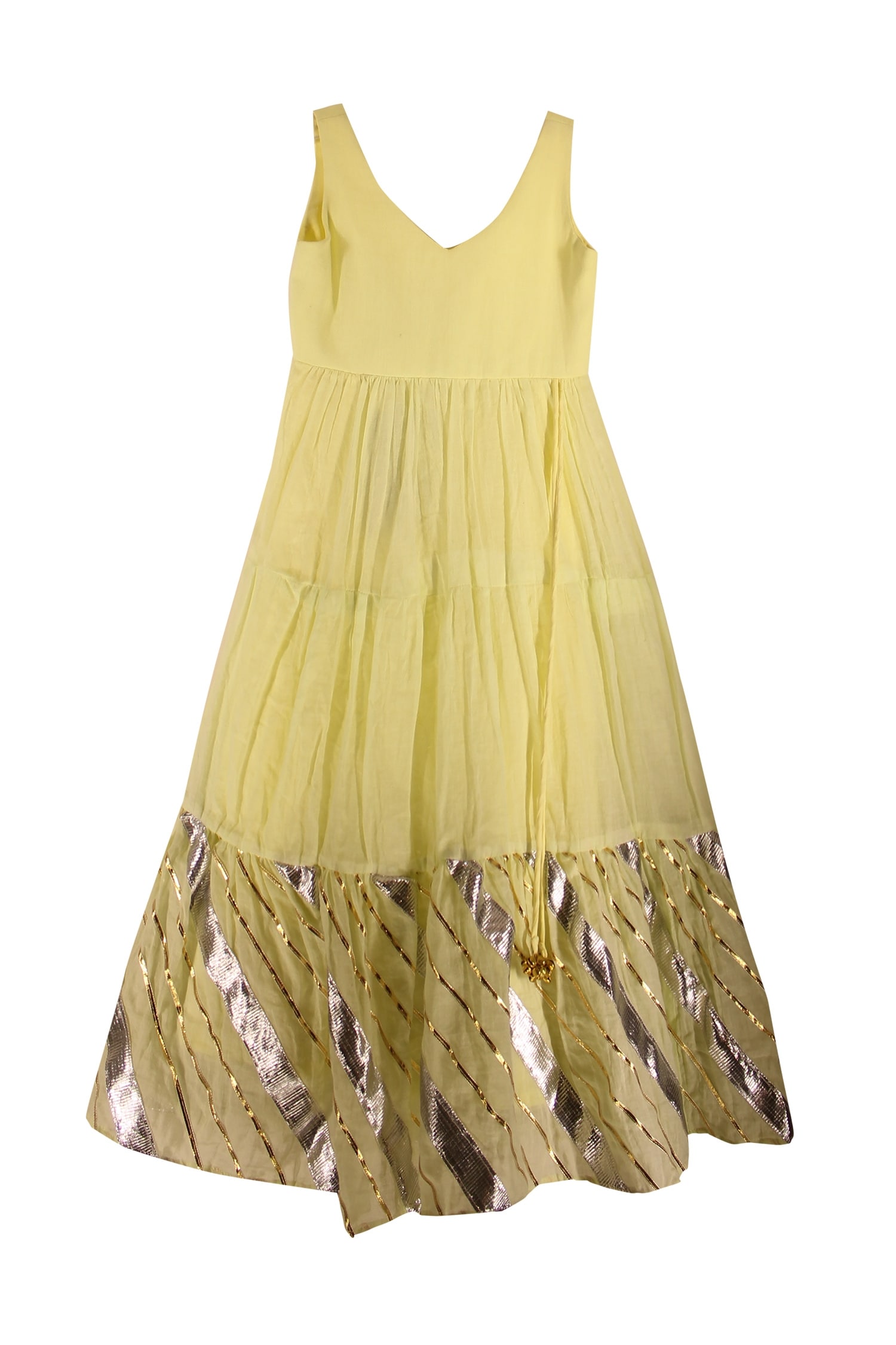 Buy PWN Yellow Gota Patti Embroidered Dress For Girls Online | Aza Fashions