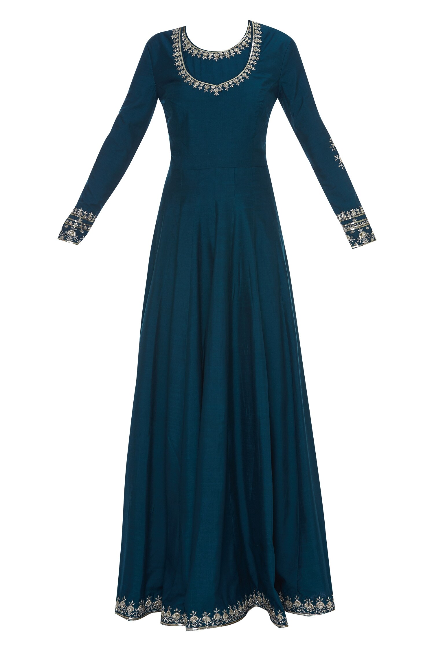 Buy Matsya Blue Kundan Mirror Embroidered Anarkali Kurta With Dupatta