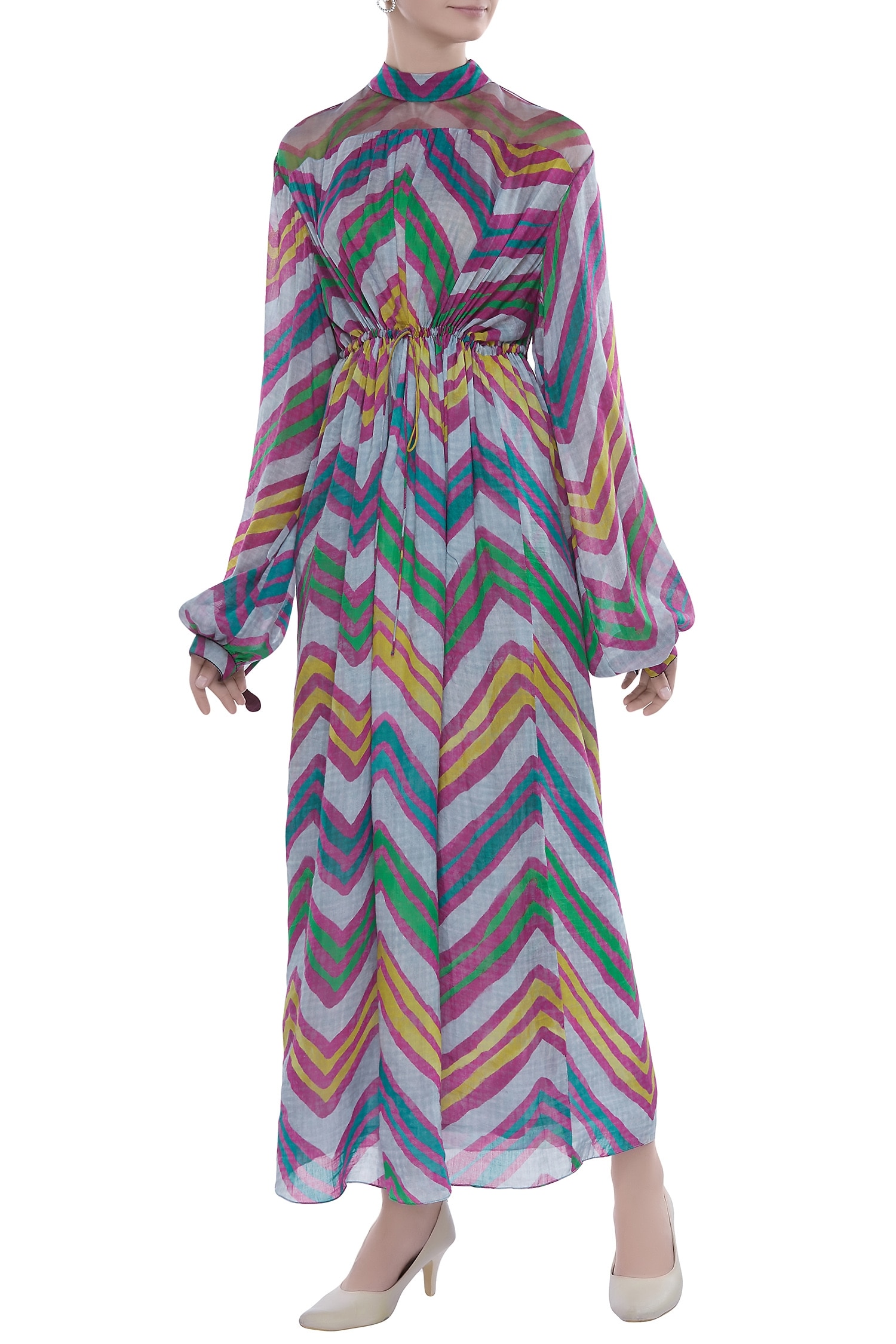 Saaksha & Kinni Multi Color Printed Leheriya Maxi Dress For Women