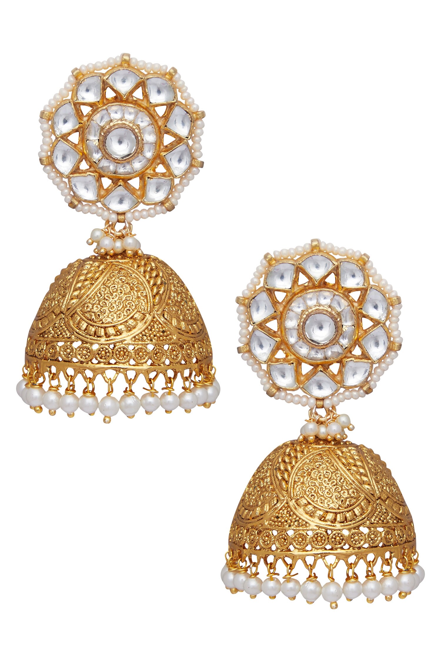 Buy Anjali Jain Circular Head Carved Jhumka Earrings Online Aza Fashions