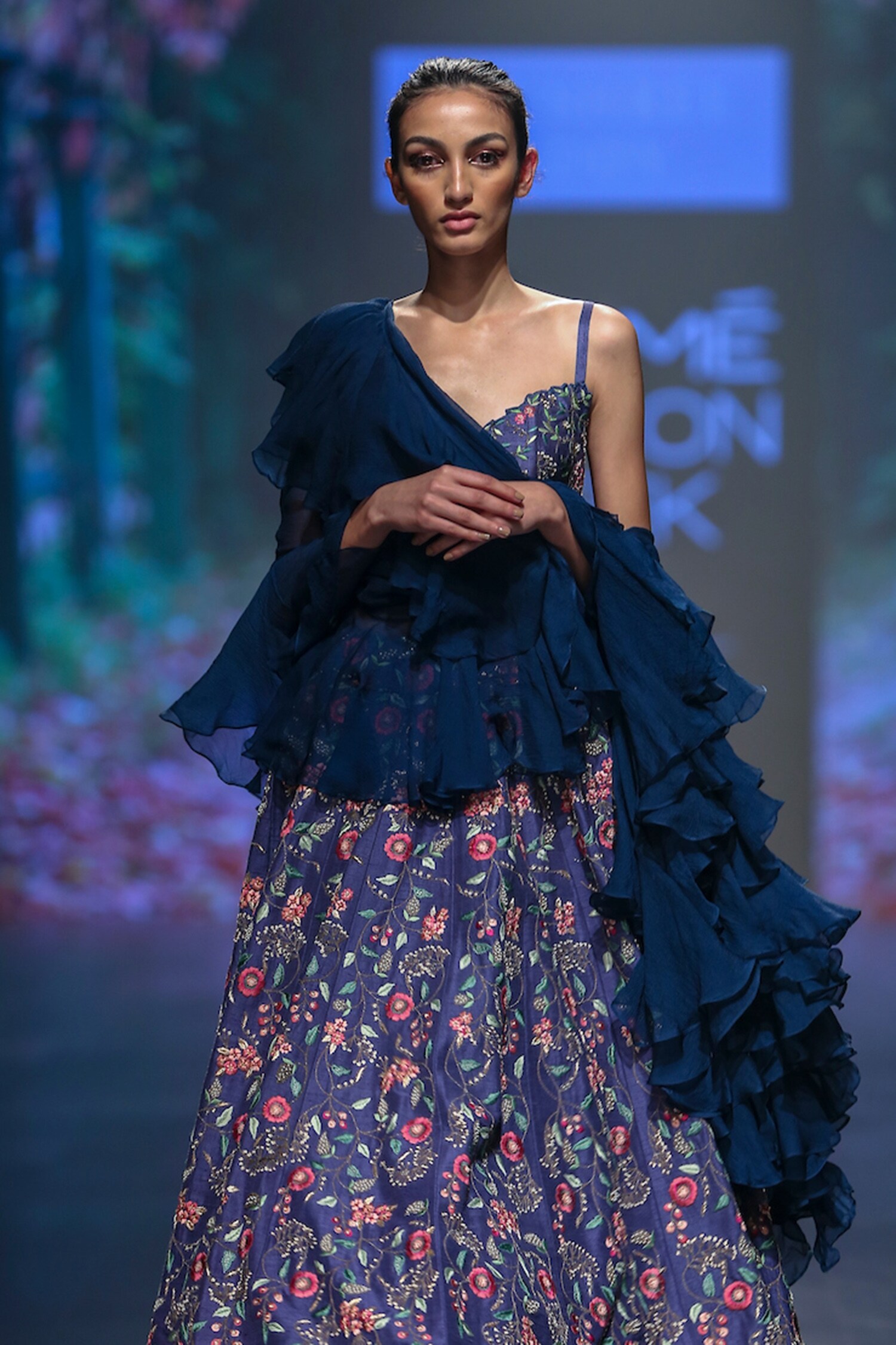 Buy Anarkali Gown With Ruffle Dupatta by Anushree Reddy at Aza Fashions
