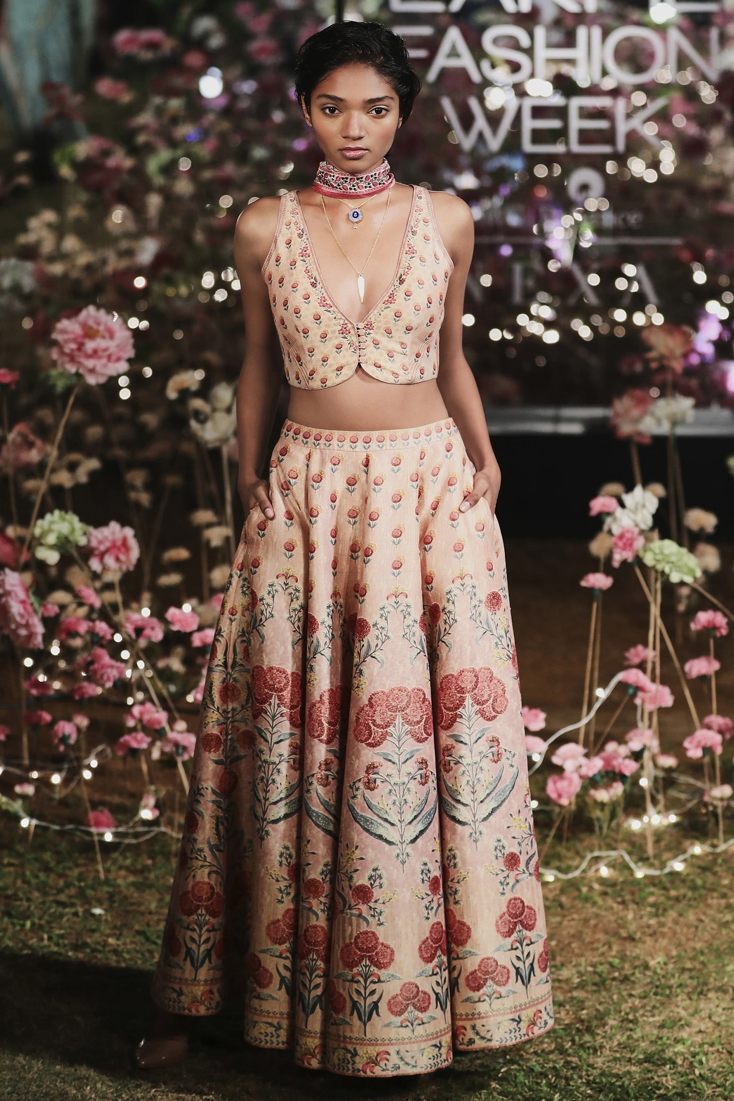 Buy Anita Dongre Printed Crop Top Lehenga With Stole Online | Aza Fashions