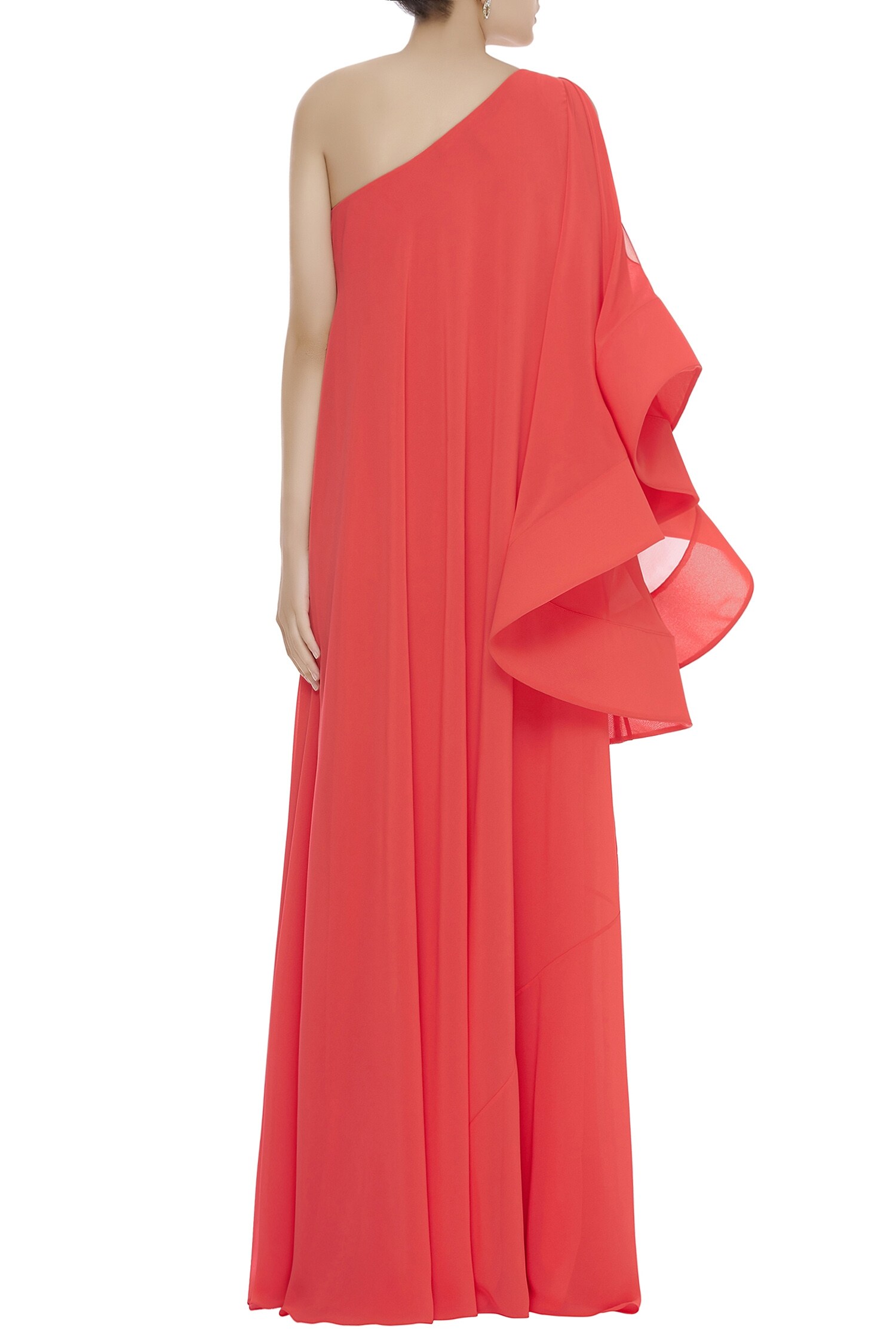 Buy Gauri & Nainika Coral One Shoulder Maxi Dress Online Aza Fashions